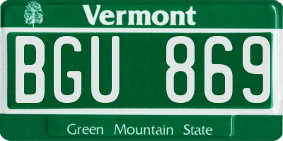 VT license plate BGU869