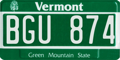 VT license plate BGU874