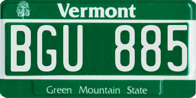 VT license plate BGU885