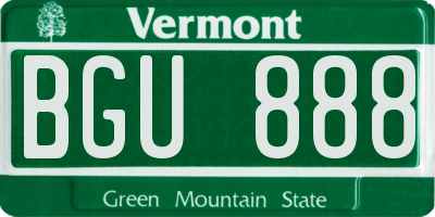 VT license plate BGU888