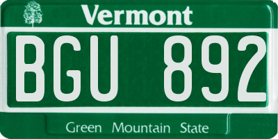 VT license plate BGU892