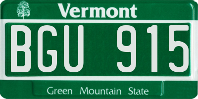 VT license plate BGU915