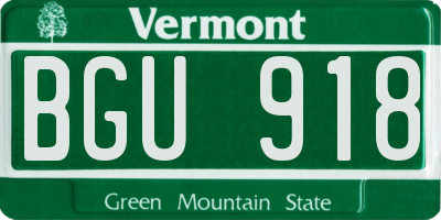 VT license plate BGU918