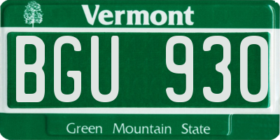 VT license plate BGU930