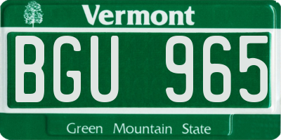 VT license plate BGU965