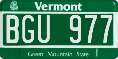 VT license plate BGU977