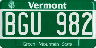 VT license plate BGU982