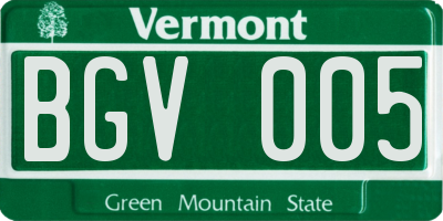 VT license plate BGV005