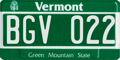 VT license plate BGV022