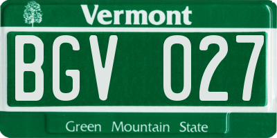VT license plate BGV027
