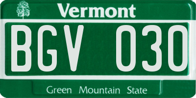 VT license plate BGV030