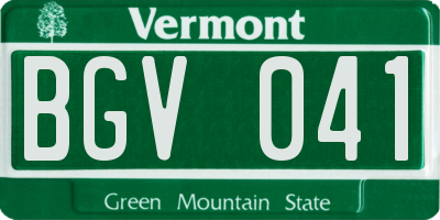 VT license plate BGV041