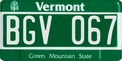 VT license plate BGV067