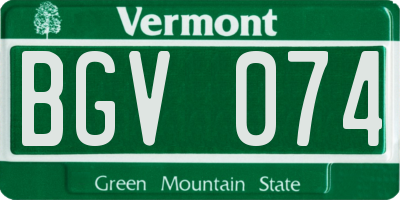 VT license plate BGV074