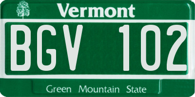 VT license plate BGV102