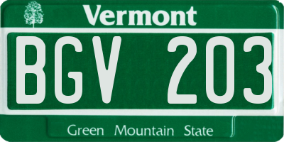 VT license plate BGV203