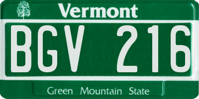 VT license plate BGV216