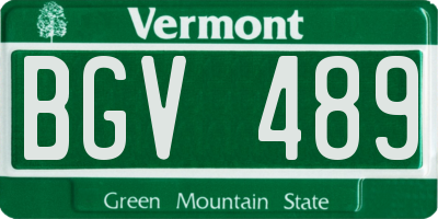 VT license plate BGV489