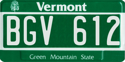 VT license plate BGV612