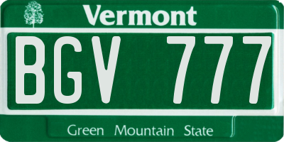 VT license plate BGV777