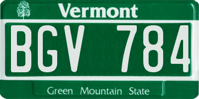VT license plate BGV784