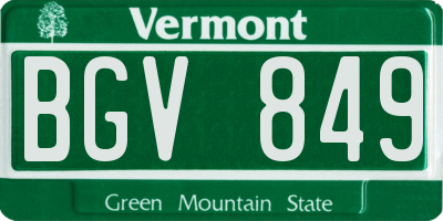 VT license plate BGV849
