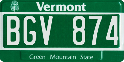 VT license plate BGV874