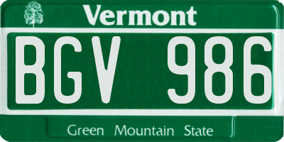 VT license plate BGV986