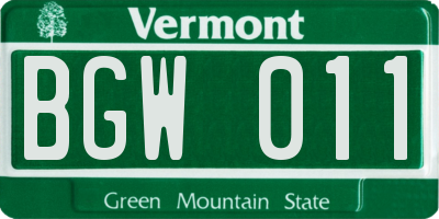 VT license plate BGW011
