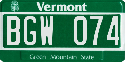 VT license plate BGW074