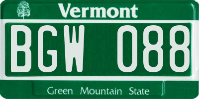 VT license plate BGW088