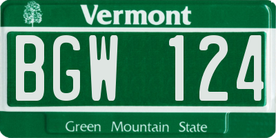 VT license plate BGW124