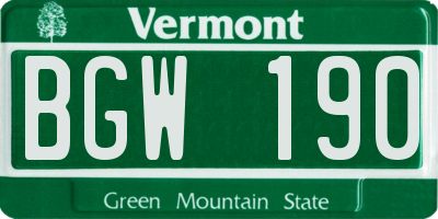 VT license plate BGW190