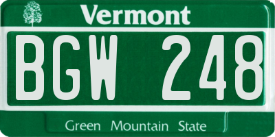 VT license plate BGW248