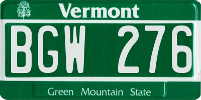 VT license plate BGW276