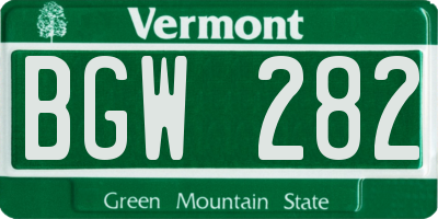 VT license plate BGW282