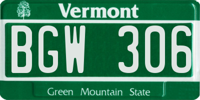 VT license plate BGW306