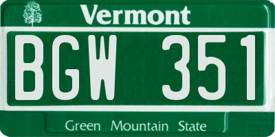 VT license plate BGW351