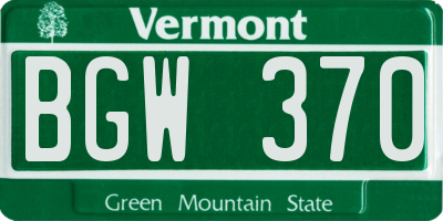 VT license plate BGW370