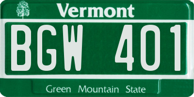VT license plate BGW401