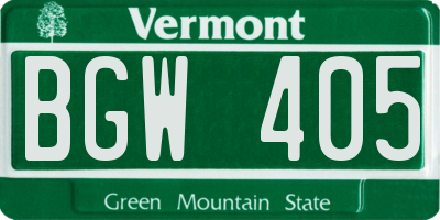 VT license plate BGW405