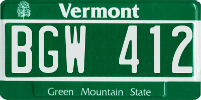 VT license plate BGW412
