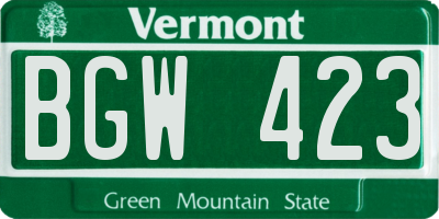 VT license plate BGW423