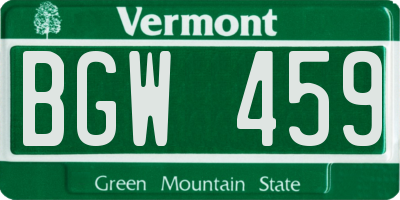 VT license plate BGW459