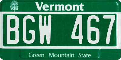 VT license plate BGW467