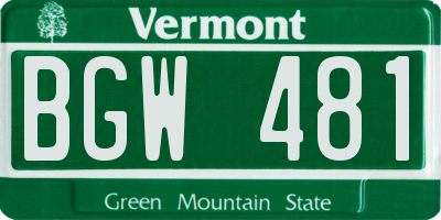 VT license plate BGW481