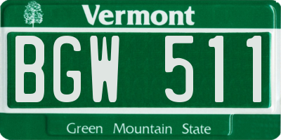 VT license plate BGW511