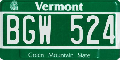VT license plate BGW524