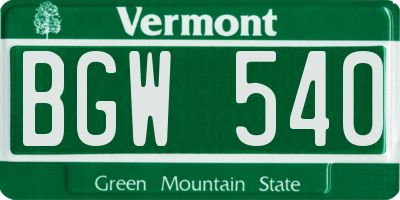 VT license plate BGW540