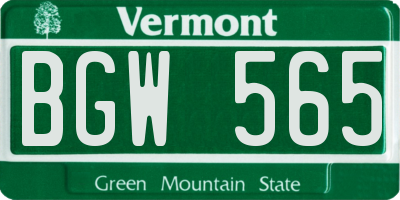 VT license plate BGW565